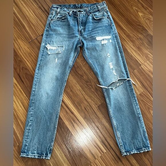 Levi’s 505 Orange Tab Jeans Distressed Regular Fit Size 29 - Picture 1 of 8